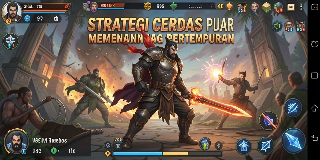 Screenshot utama 9SL menampilkan aksi pertempuran strategi.