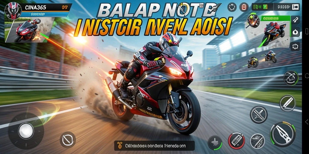 Gambaran gameplay CINA365 yang mendebarkan dalam balapan motor.