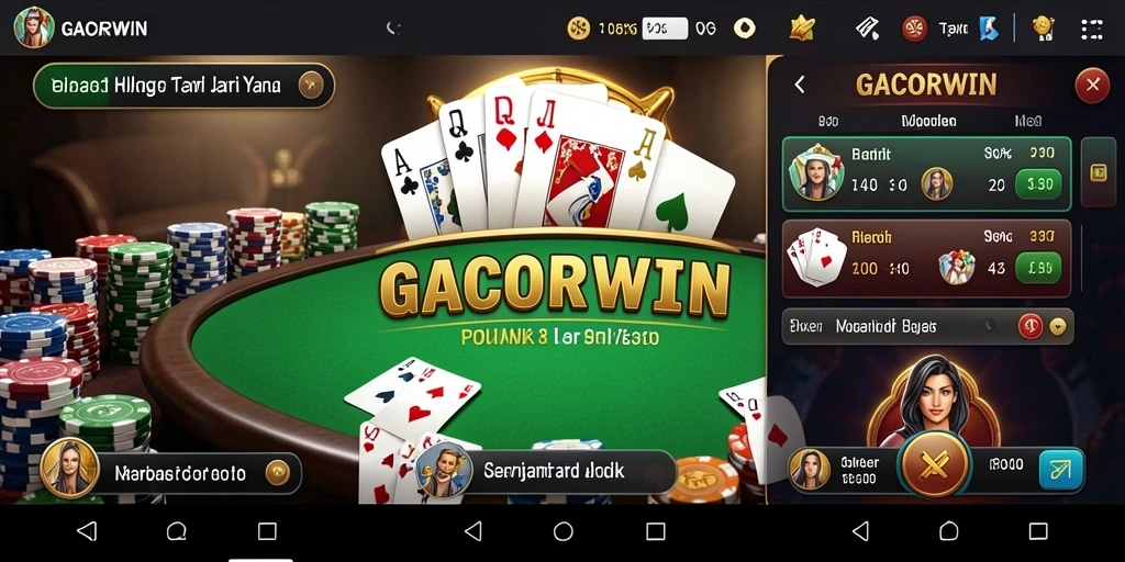 Tampilan permainan Poker yang menarik dan menegangkan di GACORWIN.