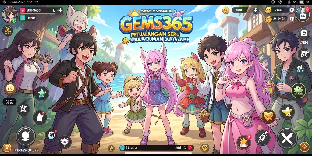 Tampilan menakjubkan dari gameplay GEMS365 yang penuh karakter anime.