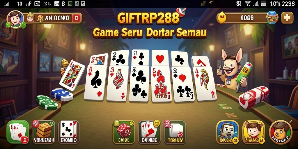 Tampilan gameplay seru di GIFTRP288, menampilkan aksi permainan Domino.