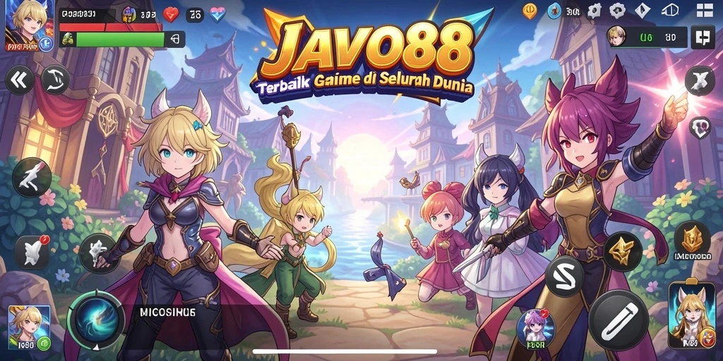 Tampilan gameplay JAVO88 dengan karakter anime yang menarik dan aksi seru.