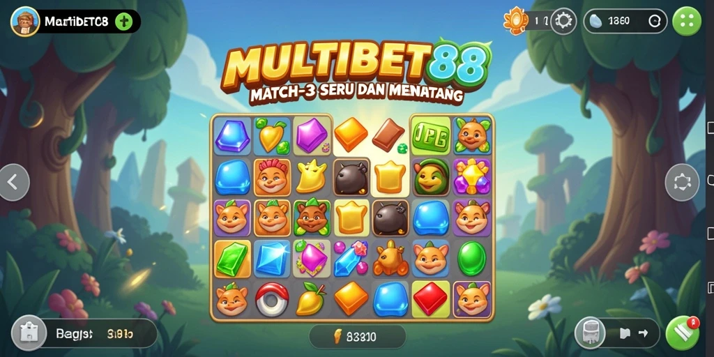 Tangkapan layar gameplay MULTIBET88 dengan aksi Match-3 yang menarik.